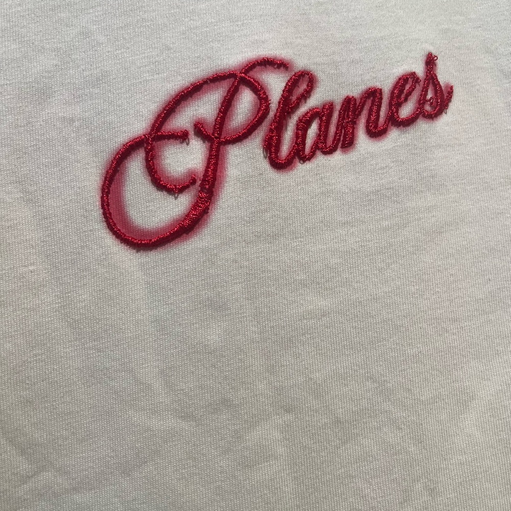 Cream Tee with Red Embroidered Logo & Lettering NEW
